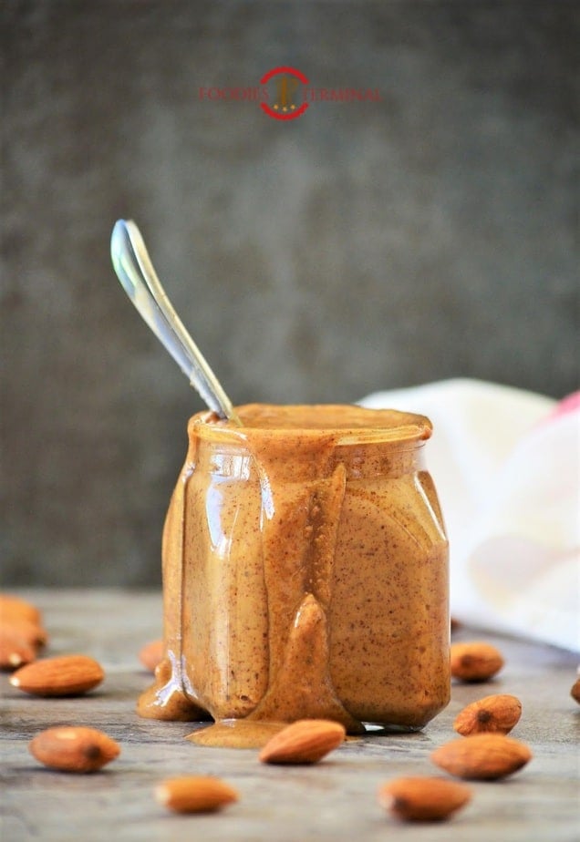 Almond butter in a jar