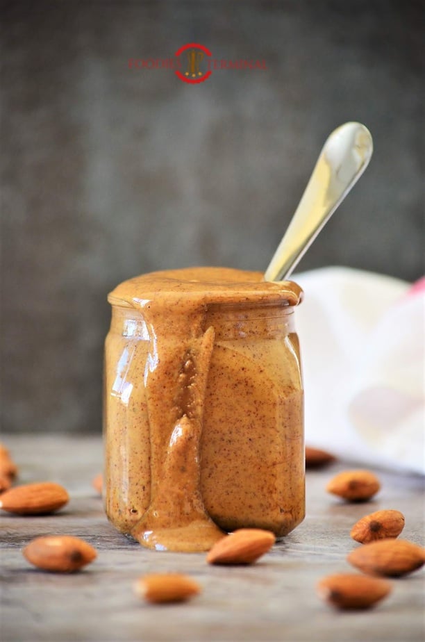 Almond butter in a jar