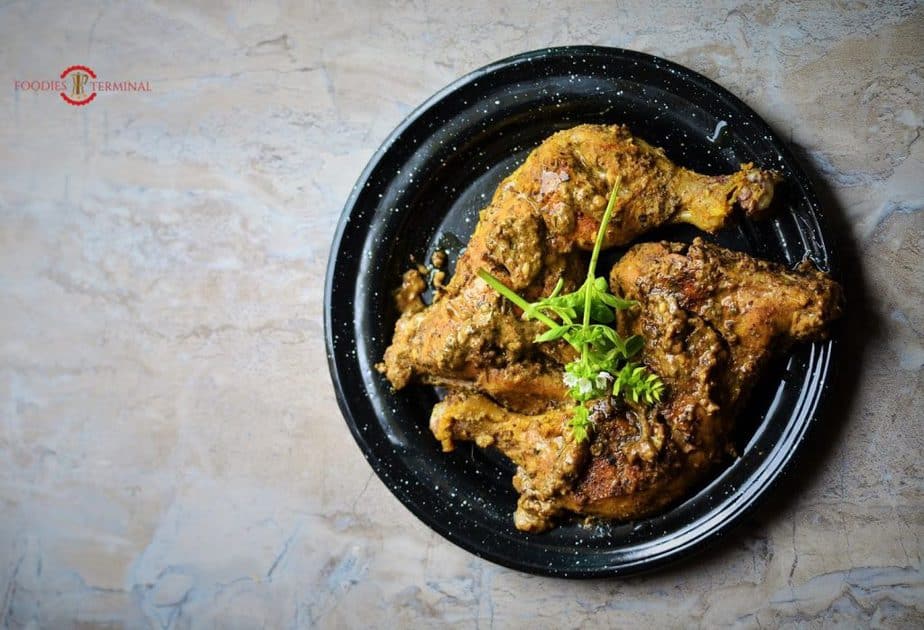 Afghani Chicken served on a plate.