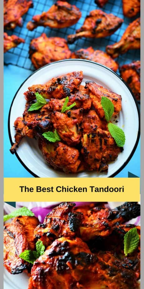 Tandoori chicken served on a dish.