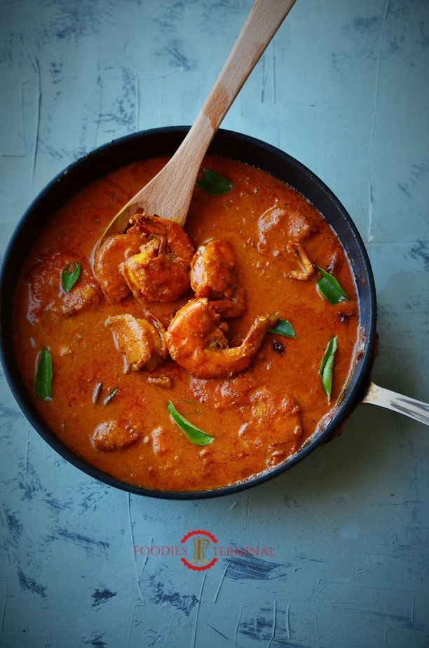 Goan Prawn Curry in the pan.