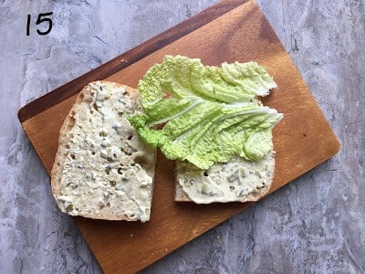 Lettuce added to bread.
