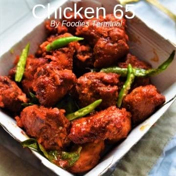 spicy chicken 65 in a paper box