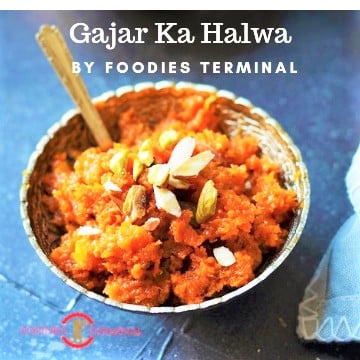 Instant Pot Gajar Ka Halwa served in a small bowl