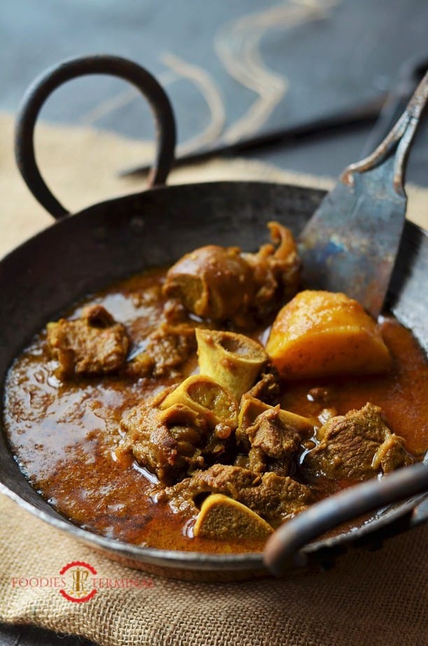 Instant Pot Indian Goat Curry served in an Iron Kadhai