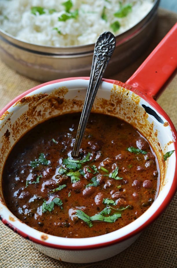 Instant Pot Rajma Chawal Recipe garnished with chopped cilantro