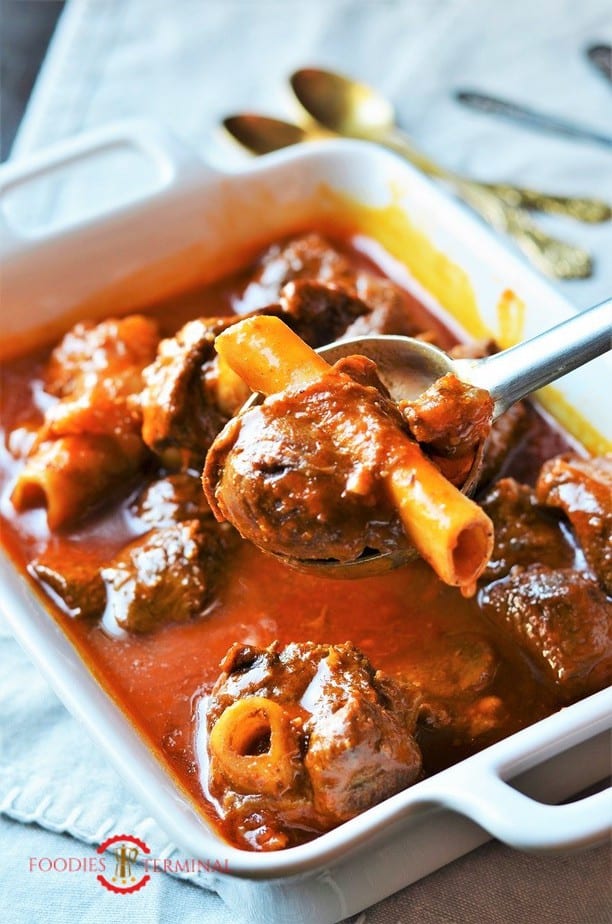 Goat Rogan Josh Instant Pot served in a white tray