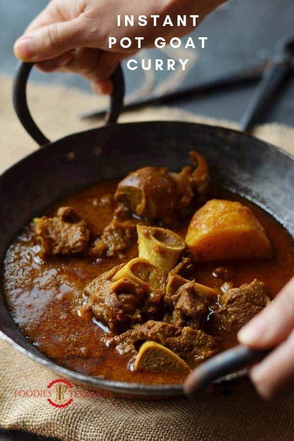 Instanr Pot Goat Curry ready in an electronic pressure cooker & Just served