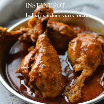 Instant Pot Indian Chicken Curry Recipe served in an aluminum plate