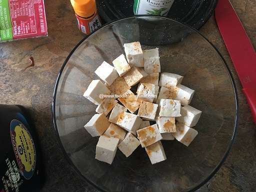 Soy Sauce on extra firm tofu