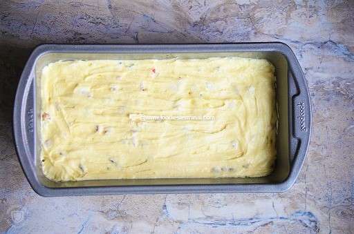 Cake Batter in a rectangular cake tin