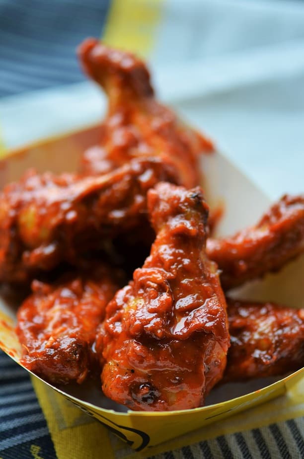 Air Fried Korean Gochujang Chicken Wings served