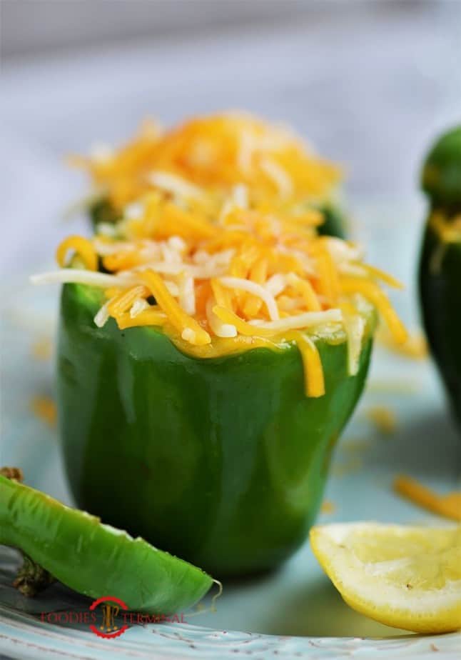 Air fried stuffed bell peppers with shrimp