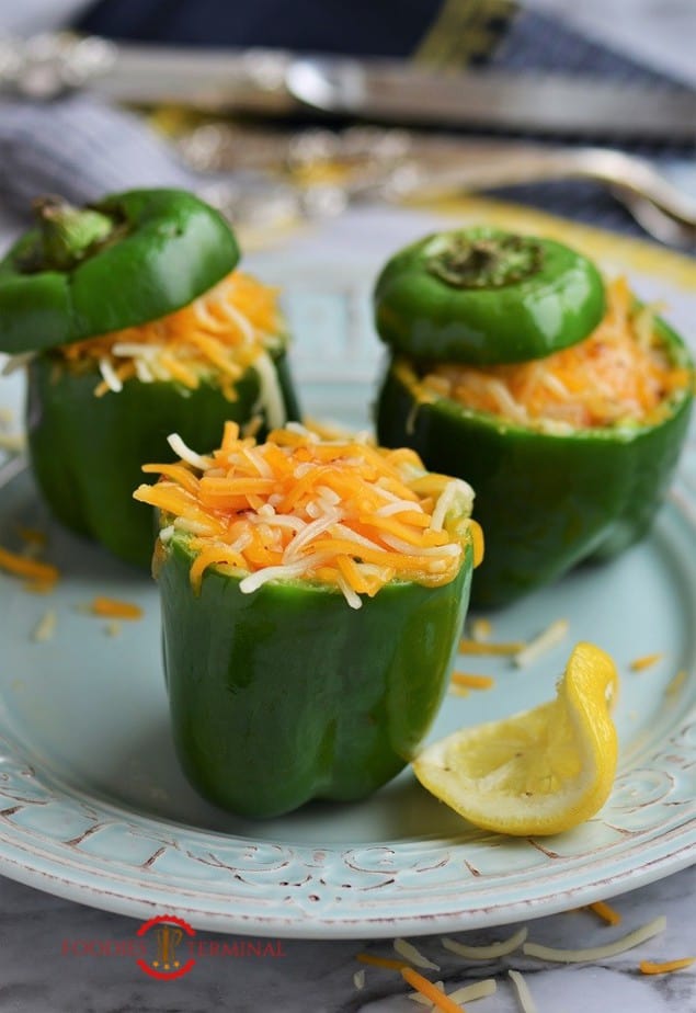 Stuffed bell peppers with shrimp air fried 