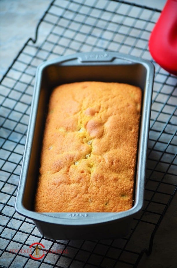 Tutti Frutti Cake in a baking tin