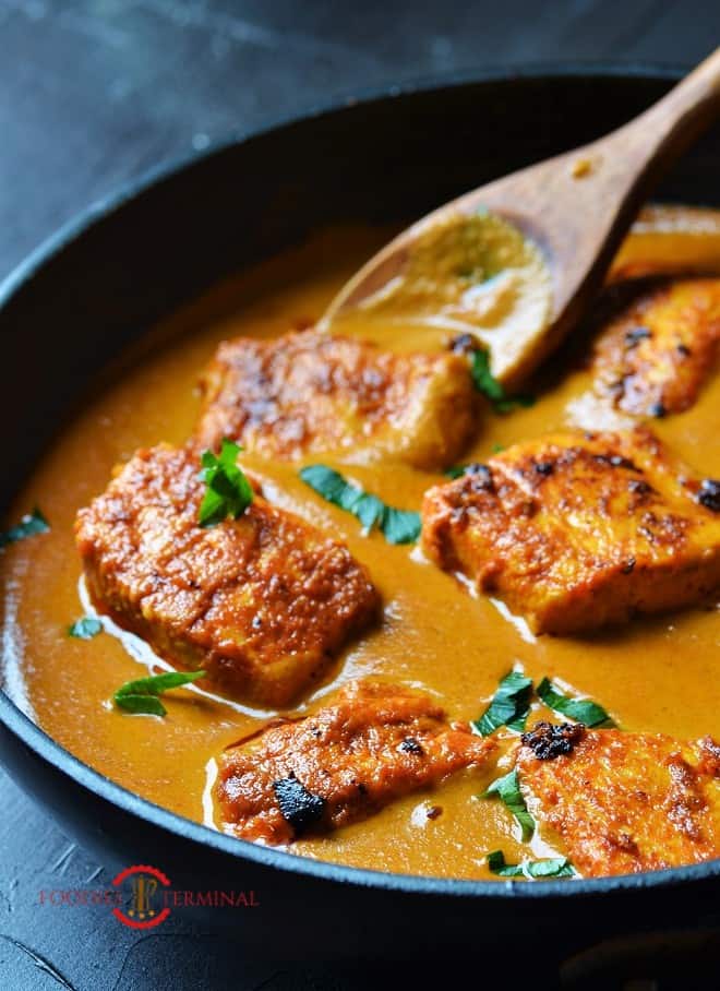 Salmon Tikka masala cooked in a tikka sauce