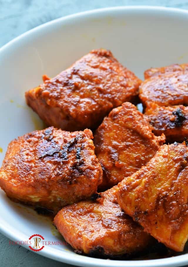 Fish tikka made with salmon