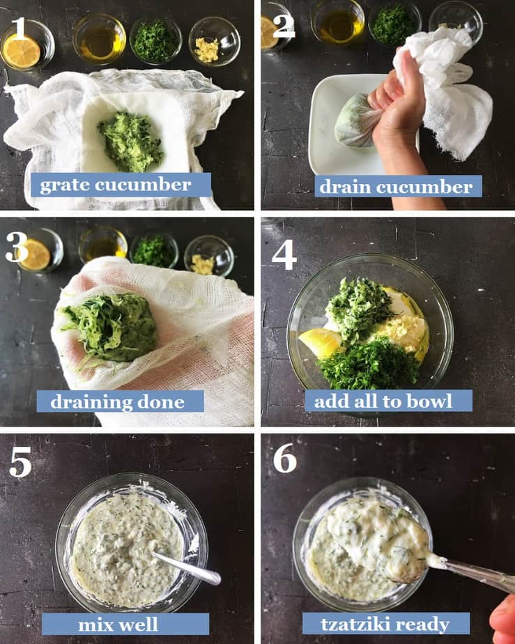 How to make tzatziki step by step with process photos with every single step