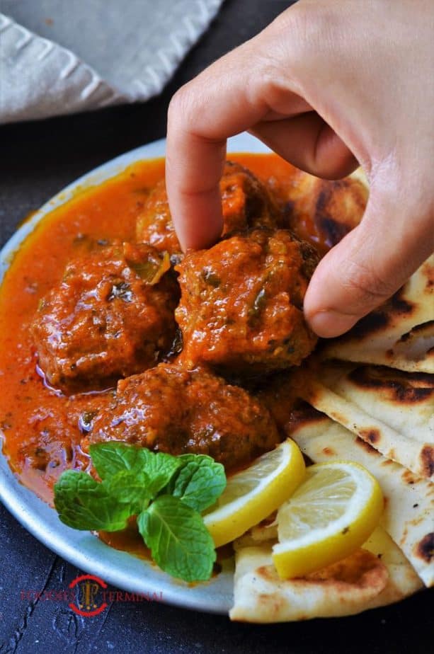 Mutton Keema balls curry served with Naan