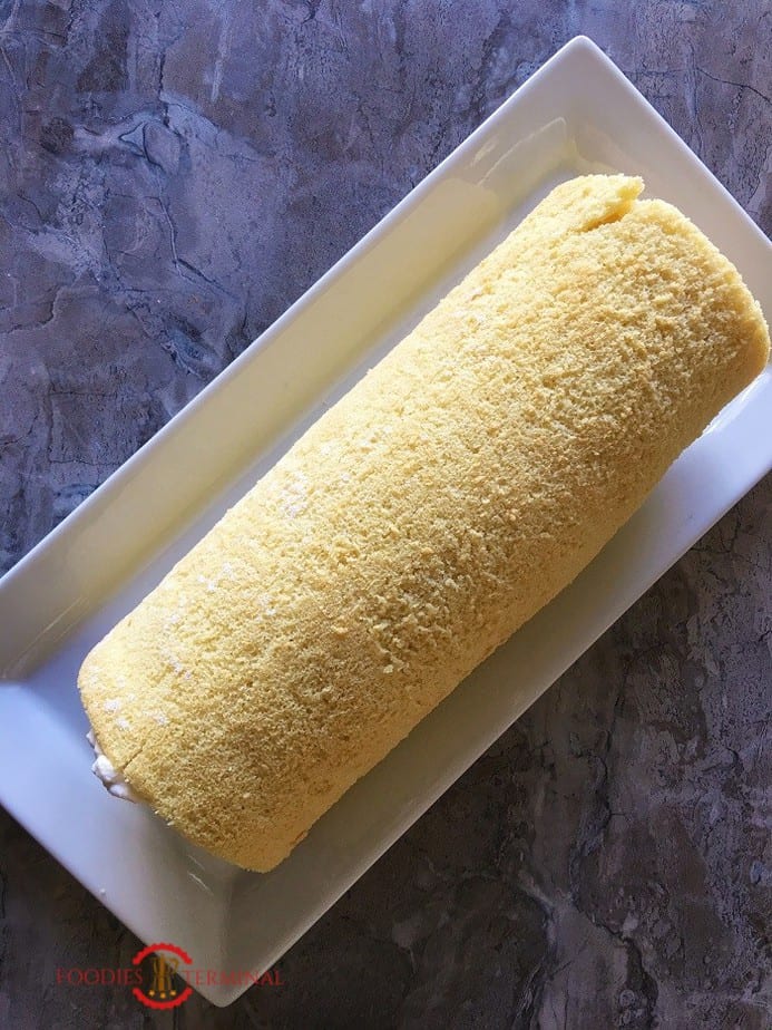 Cake Roll recipe rolled up & ready