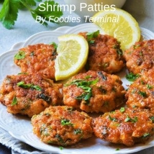 Shrimp Patties served on a white plate