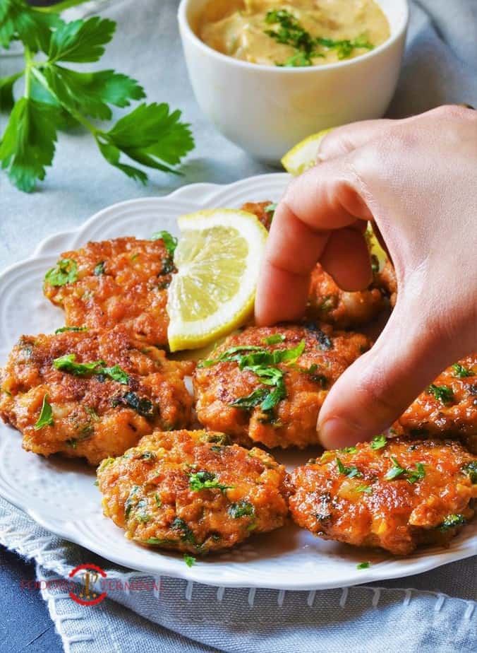 Shrimp Patties Recipe garnished with parsley