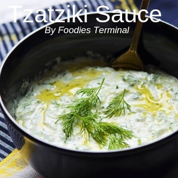 Best Tzatziki Sauce garnished with dill