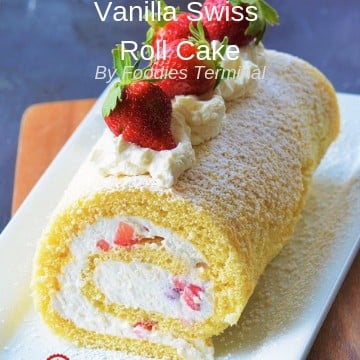 Vanilla Swiss Roll cake recipe served
