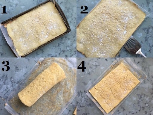 Giving the Italian sponge cake the first roll