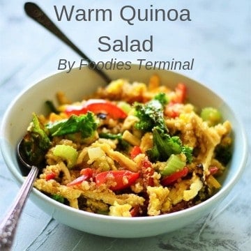A bowl of warm quinoa salad