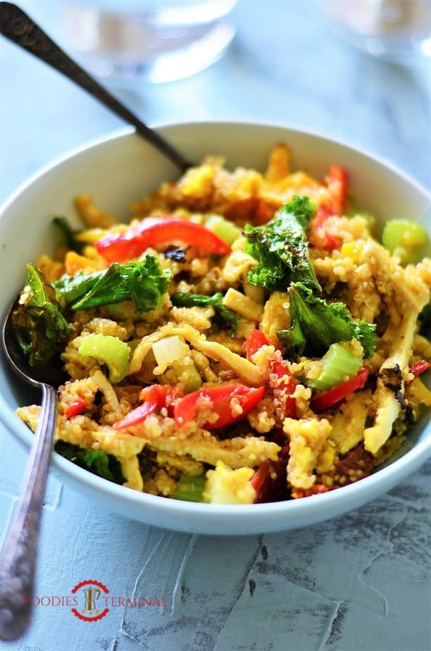 Warm Quinoa salad served in a bowl