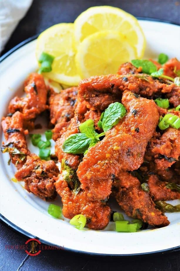 Andhra style chicken Majestic served