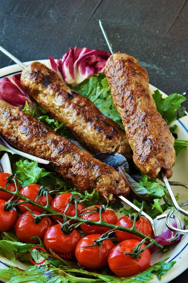 Mutton seekh kabab recipe served on salad leaves