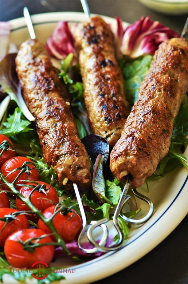 Mutton Seekh Kabab served with salad