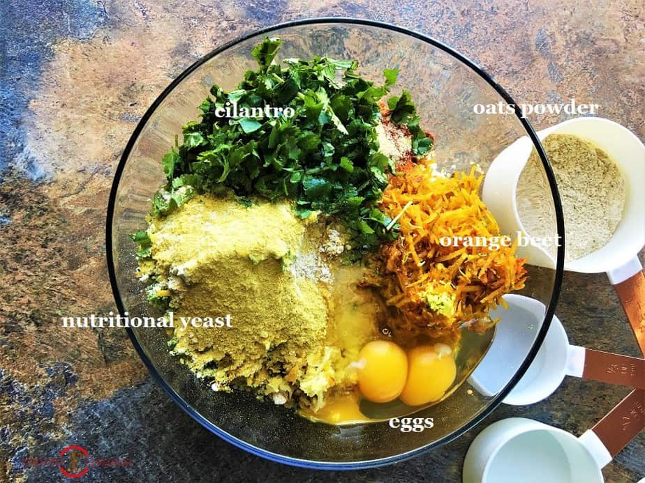 Quinoa Paneer cutlets ingredients in a transparent bowl