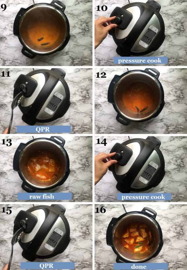 step by step method of making the tilapia fish curry in instant pot