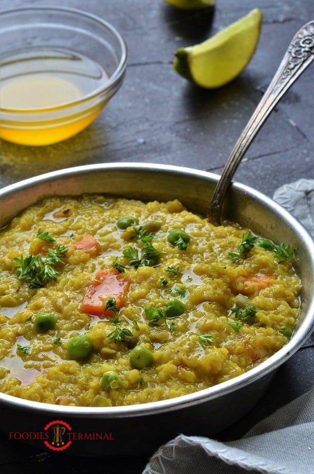 Quinoa Khichdi with ghee & lime on the side
