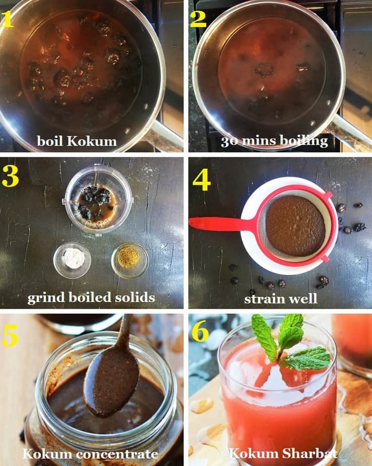 How to make Kokum Sharbat at home from dry kokum step by step pictures