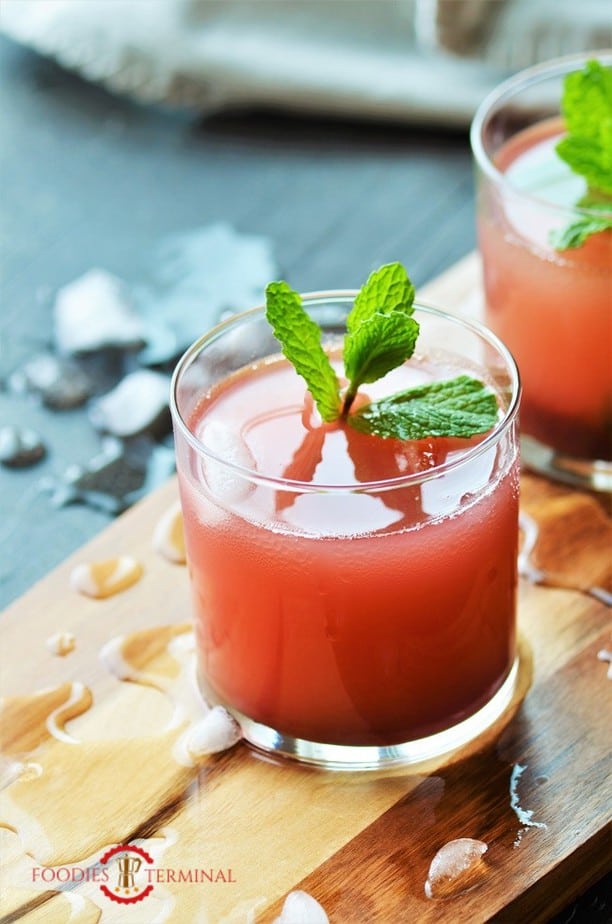 Kokum Sharbat served in transparent small glass 