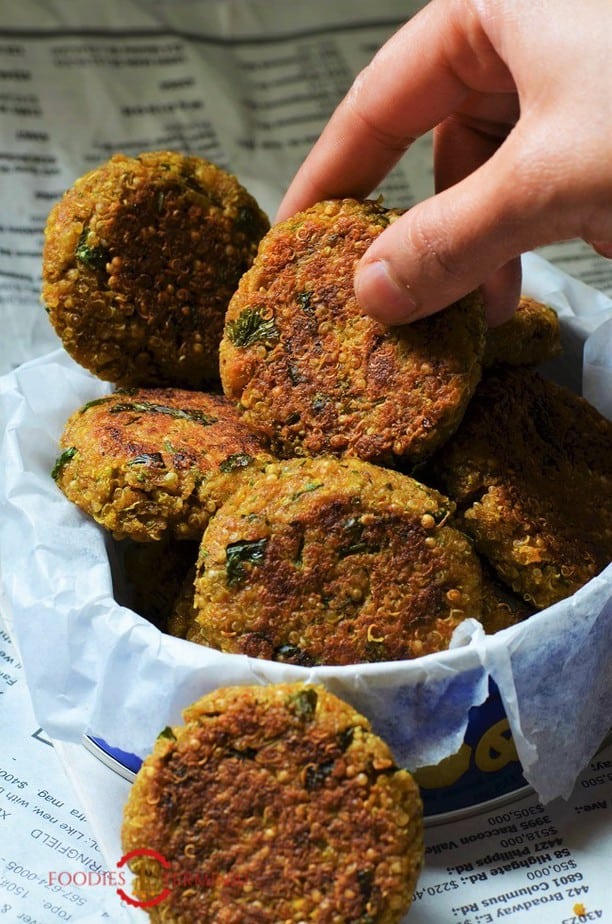 Quinoa Cutlets Indian style kept together in a box