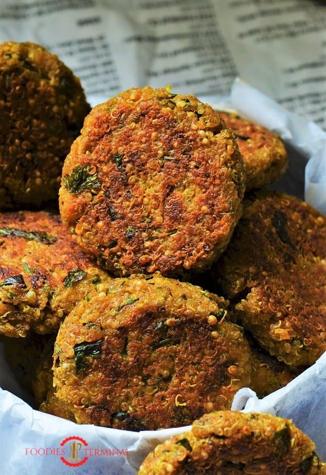 Crispy Quinoa Cutlets stacked together