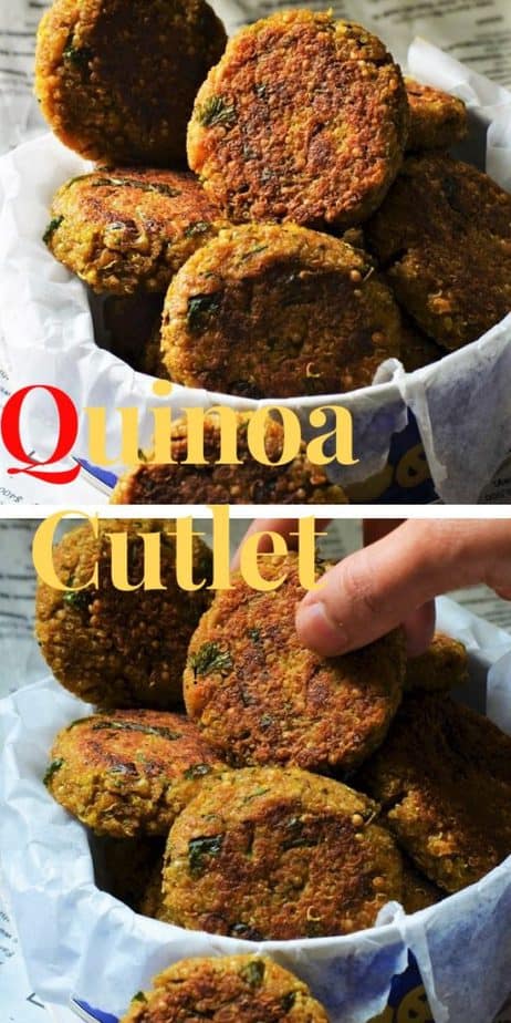 Quinoa Paneer patties clustered in a tiny blue box