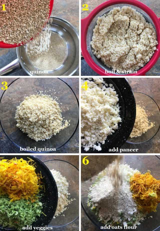 How to make Quinoa paneer cutlet step by step pictures