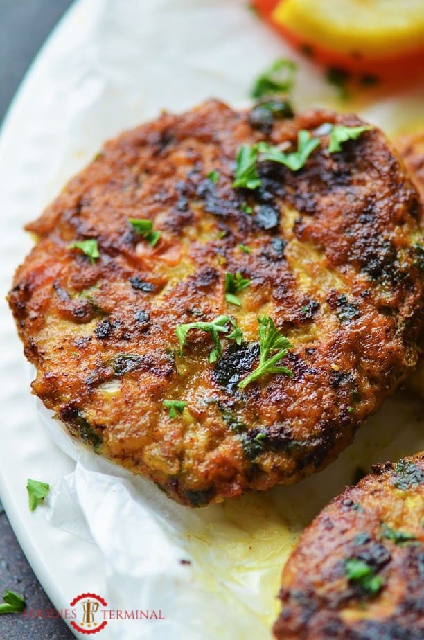 Chapli Kabab with chicken mince a close up shot