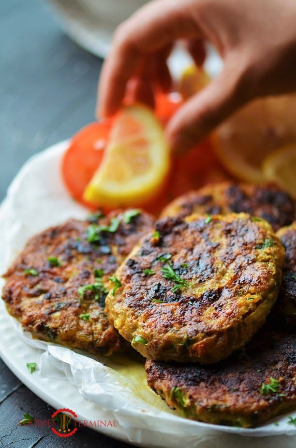 Chapli Kabab garnished with cilantro