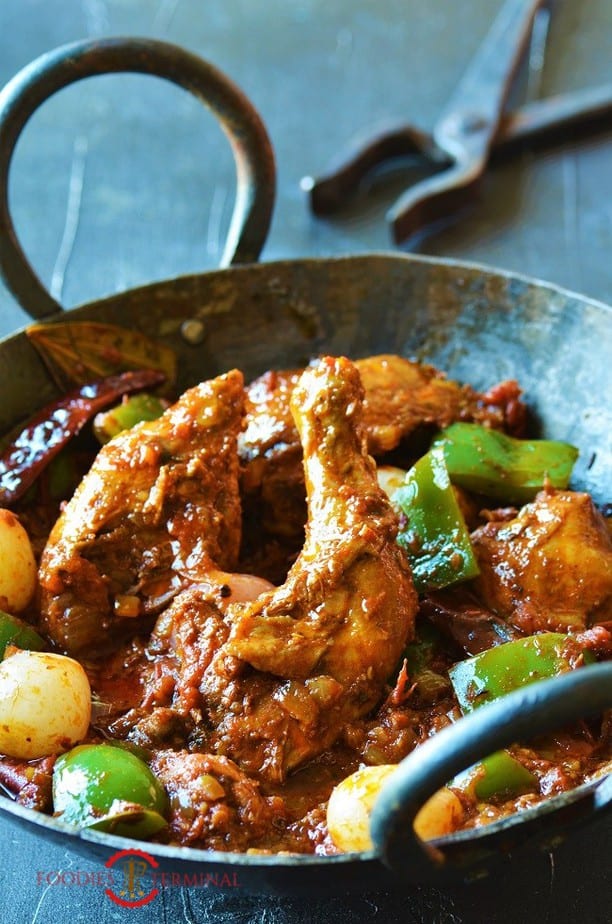 Chicken Karahi served in an iron kadai