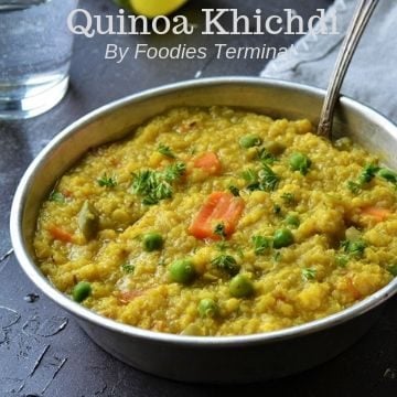 Instant Pot Quinoa Khichdi in a metal plate
