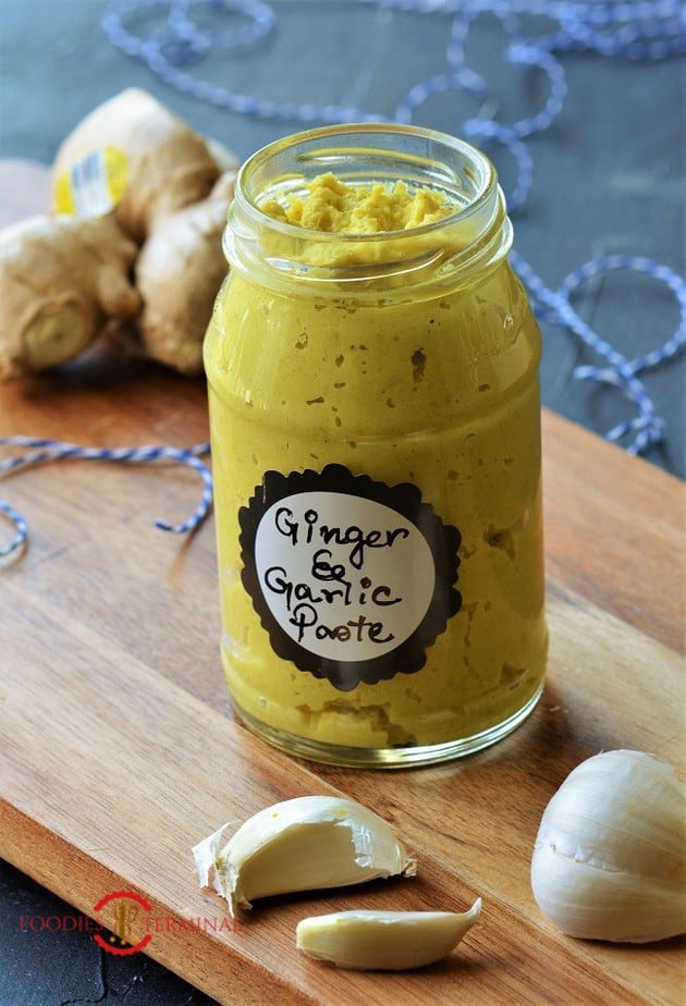 Ginger Garlic Paste Recipe in a glass jar 