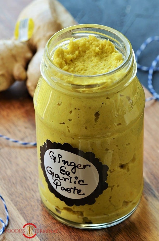 Homemade Ginger Garlic Paste in a transparent jar