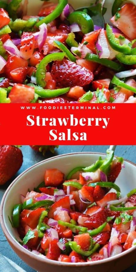 spicy strawberry salsa picture collage